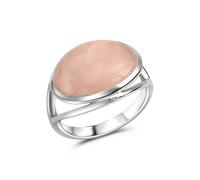 Fingerring CELESTA "Silber 925 rhodiniert mit echtem Rosenquarz" Gr. 58, silber (silbergrau), Fingerringe, Damen, 058 (18,5), Silber 925 (Sterlingsilber), Fingerring (83927946-58) silbergrau