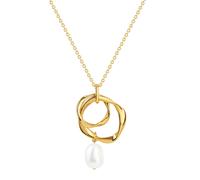 Celesta Anhänger mit Kette 925/- Sterling Silber Süßwasserzuchtperle weiß gelb vergoldet Damen