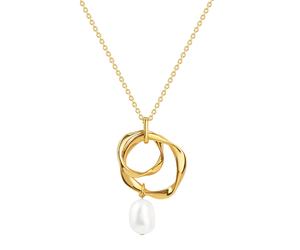 Celesta Anhänger mit Kette 925/- Sterling Silber Süßwasserzuchtperle weiß gelb vergoldet Damen