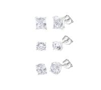 Paar Ohrstecker CELESTA "925 Sterling Silber rhodiniert Zirkonia", weiß (weiß, weiß), Ohrringe, Damen, one-size, Silber 925 (Sterlingsilber) (81857140-0) weiß, weiß