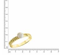 Fingerring CELESTA "925 Silber vergoldet mit Süßwasserzuchtperlen" Gr. 17, gelb, Fingerringe, Damen, 054 (17,2), Silber 925 (Sterlingsilber) (41778060-17) gelb