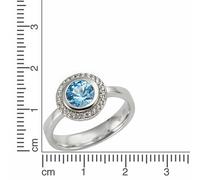 Fingerring CELESTA "925/- Sterling Silber Zirkonia & sy. Blautopas" Gr. 18, silber (silbergrau, blau), Fingerringe, Damen, 056 (17,8), Silber 925 (Sterlingsilber) (84056055-18) silbergrau, blau
