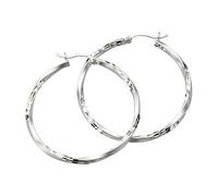 Celesta Silber Damen Creolen 925/- Sterling Silber 4,0cm Diamantiert ohne weiß 271210102-1
