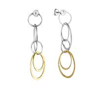 Paar Ohrhänger CELESTA "Silber 925 zweifarbig glanz / diamantiert 60mm lang", silber (silbergrau), Ohrringe, Damen, one-size, Silber 925 (Sterlingsilber) (51507416-0) silbergrau