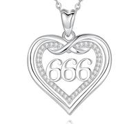 CELESTIA Damen Engelsgleich Kette mit Herz Anhänger und Drei Zahlen Numerisch Silber 925 Schmuck Spirituelle Geschenke für Frauen Valentinstags Geschenkidee für Sie