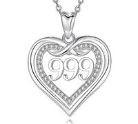 CELESTIA Damen Herz Kette Silber 925 mit Anhänger Zahlen 999 Schmuck Frauen Glücksbringer Spirituelle Geschenke für Frauen Liebes Geschenk für Sie