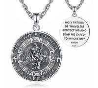 CELESTIA Heiliger Christophorus Anhänger Kette Männer Frauen Silber 925 Christophorus Medaille Schutzengel Halskette Christliche Schmuck Religiöse Geschenke Patenonkel Amulett Spirituelle