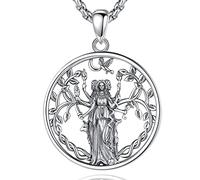 CELESTIA Hekate Kette Halskette Damen Silber 925 Wicca Schmuck Witchcraft Anhänger Amulett Witcher Geschenk Hexen Zubehör Spirituelle Geschenke Frauen Esoterik