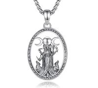 CELESTIA Hekate Wolf Mond Halskette Damen Silber 925 Silberkette Gothic-Schmuck mit Edelstahlkette, Spirituelle/Mystik/Esoterik Geschenke für Frauen, Hexengeschenke