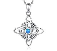CELESTIA Keltischer Knoten Kette Damen Silber 925 Trinität Tiqueta Anhänger Opal Halskette Wicca Hexen Schmuck Spirituelle Geschenk Frauen
