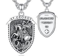 CELESTIA Klein Heiliger Georg Anhänger Halskette für Frauen Männer Silber 925 St. Georg und Drache Kette Mittelalter Schmuck England Geschenke Frauen Motivationsgeschenke