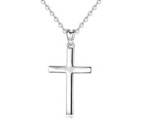 CELESTIA Kreuz Kette Damen, 925 Silberkette mit Kreuz Anhänger und Verstellbarer Edelstahlkette 51CM, Minimalistischer Schmuck Frauen, Taufkette Mädchen Silber, Geschenk Frauen