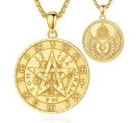 CELESTIA Pentagramm Kette Damen Herren Silber 925 Vergoldet Pentagramm Anhänger mit Tetragramaton Engelsflügel Talisman Schmuck Esoterik Geschenke Spirituelle Hexen Zubehör
