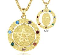 CELESTIA Pentagramm Kette Frauen Männer Vergoldetes Silber 925 Chakren Halskette Hexe Hexen Schmuck Esoterik Spirituelle Geschenke für Frauen Supernatural Fanartikel