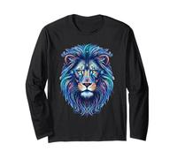 Celestial Lion Galaxy Art Tee - Vivid Big Cat Space Design Langarmshirt