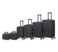 CELIMS - 6-teilige Gepäcksets | Handgepäck + Kabinenkoffer + Mittelgroßer Koffer + Großer Koffer + 2X Kulturbeutel | Kofferset | Schwarz