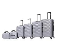 CELIMS - 6-teilige Gepäcksets | Handgepäck + Kabinenkoffer + Mittelgroßer Koffer + Großer Koffer + 2X Kulturbeutel | Kofferset | Grau