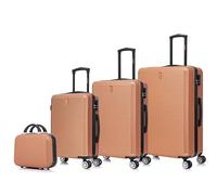 CELIMS - Hartschalen-Kofferset 4-teilig | Handgepäck + Mittlerer + Großer + 1x Kosmetiktasche | 55x40x20 + 65 cm + 75 cm | Set aus 3 Koffern + 1 Kosmetiktaschen | Creme