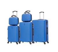 CELIMS - Hartschalen-Kofferset 5-teilig | Handgepäck + Mittlerer + Großer + 2X Kosmetiktasche | 55x40x20 + 65 cm + 75 cm | Set aus 3 Koffern + 2 Kosmetiktaschen | Blau