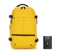 CELIMS - Vakuum-Reiserucksack | Format Kabinenkoffer 55 x 35 x 25 & 55 x 40 x 20 cm | wasserdicht | Reisetasche Laptop 17 Zoll | TSA-Schloss | Rollen und Trolley/Gepäckwaage / Pumpe, gelb, 49 × 32 ×
