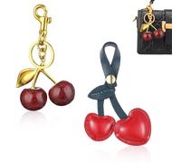 Celiodd 2 Stück Kirsche Bag Charms Multifunktional Kirsche Anhänger Schlüsselanhänger Rote Kirsch Taschenanhänger für Damenbrieftaschen, Schlüsselaccessoires, Handtaschen, Valentinstagsgeschenke