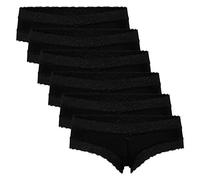 Celodoro Damen Hipster Panty mit Spitze (6er Pack) - Schwarz XL