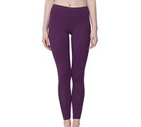 Celodoro Damen Leggings, stretchige Jersey Hose aus Baumwolle - Lila M