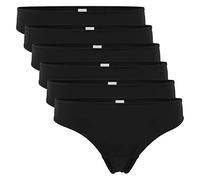 Celodoro Damen String Tanga (6er Pack), Mini-Slips aus Quick Dry-Fasern - Schwarz S