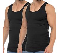 Celodoro Herren Business Tank Top (2er Pack) Achselhemd aus Baumwolle - Schwarz M