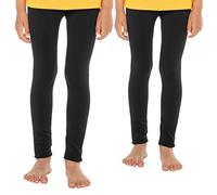 Celodoro Kinder Thermo Leggings (2 Stück) - warme Unterhose lang mit Innenfleece - Schwarz 146-152