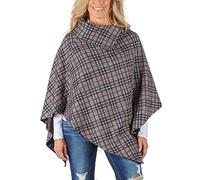 Celtic Ranchwear Damen Gefütterter Poncho Cape Umhang aus Fischgräten-Wollmischungen und Tartan-Baumwollmischung für Wärme und Stil