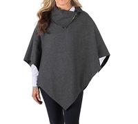 Celtic Ranchwear Damen Gefütterter Poncho Cape Umhang aus Fischgräten-Wollmischungen und Tartan-Baumwollmischung für Wärme und Stil, Grau (Fischgrätmuster)