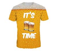 Celucke 3D Druck T Shirt Herren Bier Print Casual Basic O-Neck Kurzarm Top, Männer Shirts Sport Casual Rundhalsausschnitt Kurzarmshirt