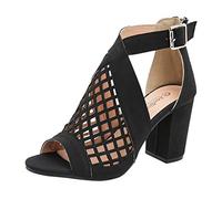 Celucke Ankle-Boots Damen Stiefeletten mit Cutouts, Spitze Stiefel Frauen Kurzstiefel Elegante Schuhe Mode Bequem Damenschuhe (Schwarz, 40)