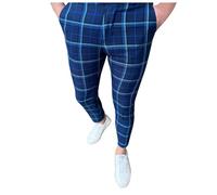 Celucke Anzughose Herren Kariert Business Hose Chino Hose Slim fit mit Karomuster Lässige Herrenhose Stretch Stoffhose Skinny Chinohose Casual Freizeithose Kariert Jogg-Pants