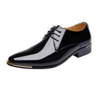Celucke Anzugschuhe Herren Derbys Schnürhalbschuhe Spitz Lederschuhe Business-Halbschuh Männer Schnürschuhe Party Hochzeit Oxford Schuhe
