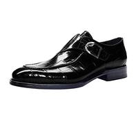 Celucke Anzugschuhe Herren Lederschuhe Lackleder Hochzeit Party Derby Schnürhalbschuhe Oxford Smoking Schuhe Männer Business-Halbschuh (Schwarz, 44 EU)