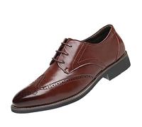 Celucke Anzugschuhe Herren Lederschuhe Lackleder Hochzeit Party Derby Schnürhalbschuhe Oxford Smoking Schuhe Männer Business-Halbschuh (Rot, 42 EU)