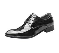 Celucke Anzugschuhe Herren Lederschuhe Lackleder Hochzeit Party Derby Schnürhalbschuhe Oxford Smoking Schuhe Männer Business-Halbschuh (Schwarz, 41 EU)