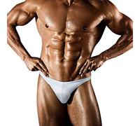 Celucke Badeslip Herren Enge Badehose Kurze Schwimmhose Kordelzug Stretch Badestring Männer Slips Badeshorts Bademode Schwimmshorts Schnelltrocknend String Tanga Sommer Shorts (Weiß, M)