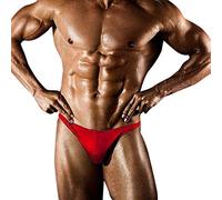 Celucke Badeslip Herren Enge Badehose Kurze Schwimmhose Kordelzug Stretch Badestring Männer Slips Badeshorts Bademode Schwimmshorts Schnelltrocknend String Tanga Sommer Shorts (Rot, XL)