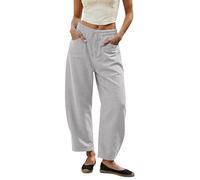 Celucke Barrel Jeans Damen Cropped Baggy Trendy Hohe Taille Distressed Loose Stretch Denim Hose Jeans mit Taschen Ballon Jeans Kurzgröße Bequeme Sommer Freizeithose