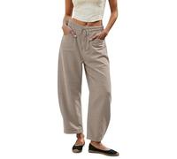Celucke Barrel Jeans Damen Cropped Baggy Trendy Hohe Taille Distressed Loose Stretch Denim Hose Jeans mit Taschen Ballon Jeans Kurzgröße Bequeme Sommer Freizeithose