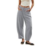 Celucke Barrel Jeans Damen Cropped Baggy Trendy Hohe Taille Distressed Loose Stretch Denim Hose Jeans mit Taschen Ballon Jeans Kurzgröße Bequeme Sommer Freizeithose