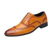 Celucke Budapester Herren Schnürhalbschuhe Lederschuhe Business-Halbschuh, Männer Anzugschuhe Oxford Derby Schuhe Business Schnürschuhe