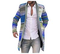 Celucke Cardigan Herren Lang Strickjacke Bunt Windbreaker Jacken Knopf Strickpullover Sweatjacke Wollmantel Strickmantel Longstrickjacke