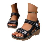 Celucke Damen Orthopädische Sandalen Frauen Bequeme Sandaletten mit Weiches Fußbett Sommer Leichte Rutschfest Sandals mit Klettverschluss Plateau Bequem Sommerschuhe Gr.36-43 EU