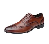 Celucke Derby-Schuhe Herren Anzugschuhe Spitz und Lang Geschnittene Derbys Flache Lederschuhe Schnürhalbschuhe Männer Hochzeit Casual Schnürschuhe