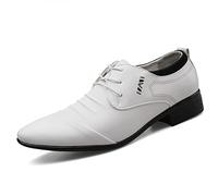 Celucke Derby-Schuhe Herren Spitz Derbys Schnürhalbschuhe Hochzeit Party Smoking Schuhe Männer Freizeitschuhe Anzugschuhe Oxford Casual Schnürschuhe (Weiß, 40 EU)