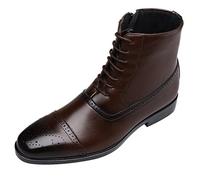 Celucke Derbys Schnürhalbschuhe Herren Spitz Anzugschuhe aus Lackleder, Casual Schnürschuhe Männer Lederschuhe Freizeitschuhe Hochzeit Business-Halbschuh